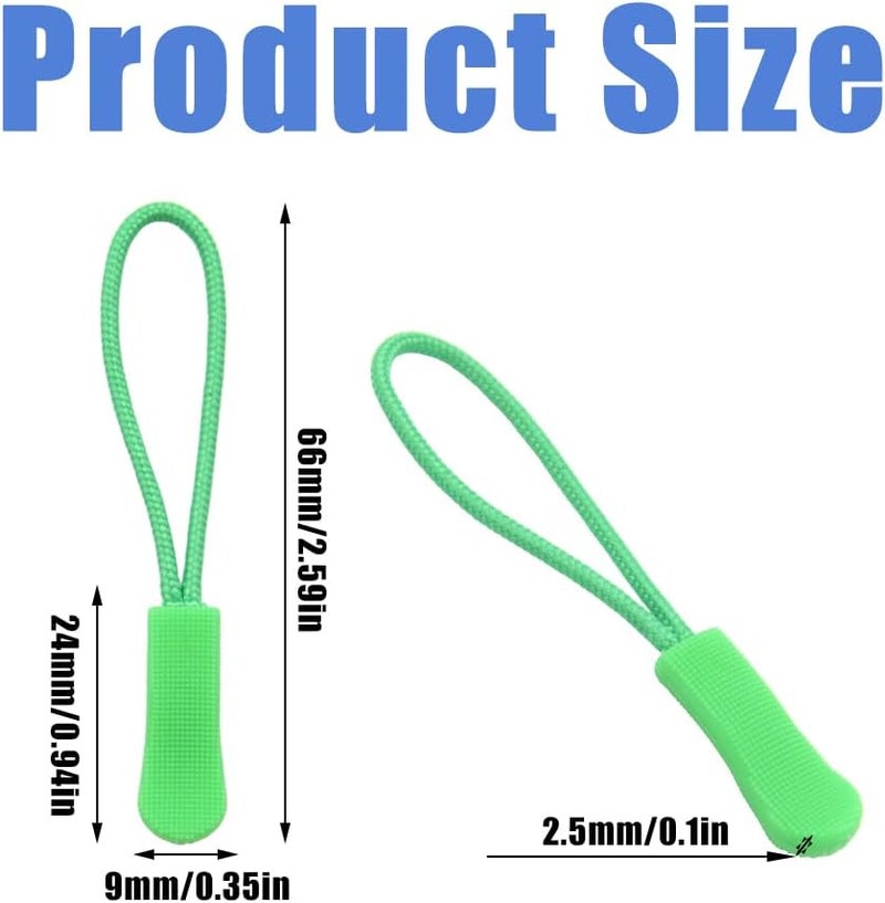 Ruidee 50 Pieces Zipper Pulls Zipper Tabs Zipper Pull Cord Extender Replacement Zipper Pulls for Backpacks, Jackets, Luggage, Purses, Handbags（Light Green） - Image 2